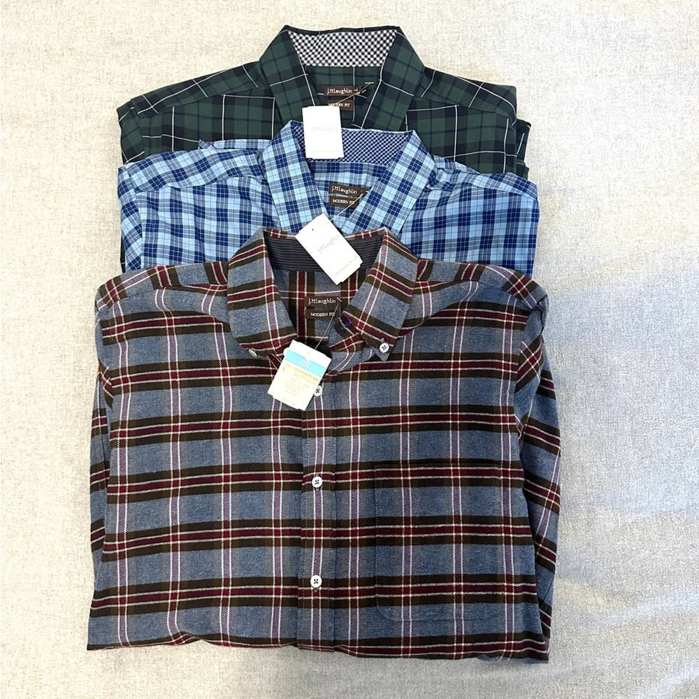 ⭐️BACK2SCHOOL DEAL: THREE BRAND NEW J. MCLAUGHLIN DRESS SHIRTS MENS SMALL⭐️